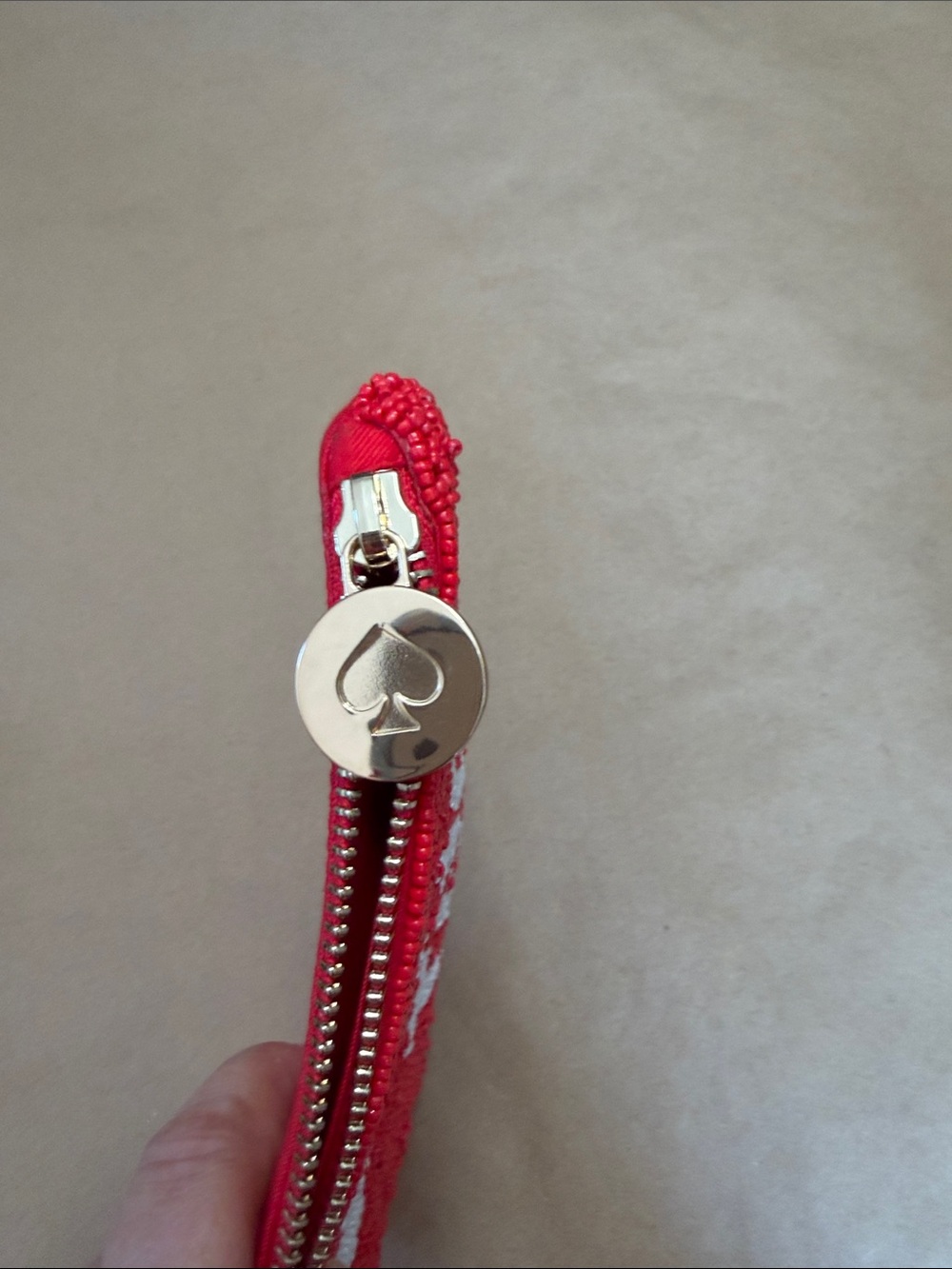 Kate Spade x Target Red Beaded Zip Pouch with 'GOING TO TARGET' - Picture 2 of 4